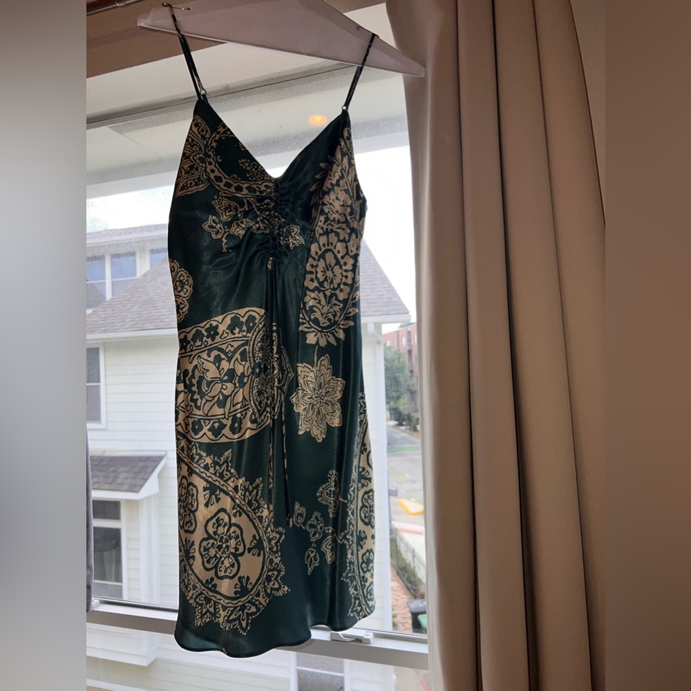 Zara blue/green silky dress.